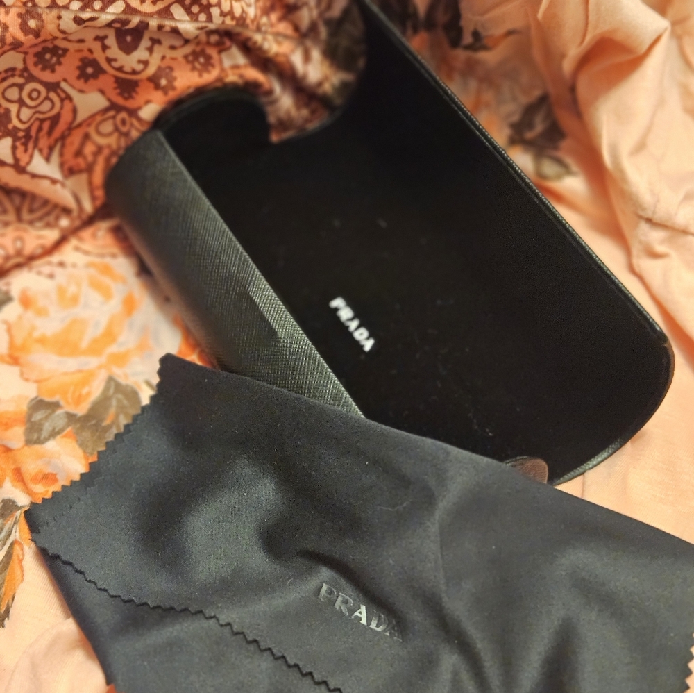 Prada sunglasses case with dust cloth